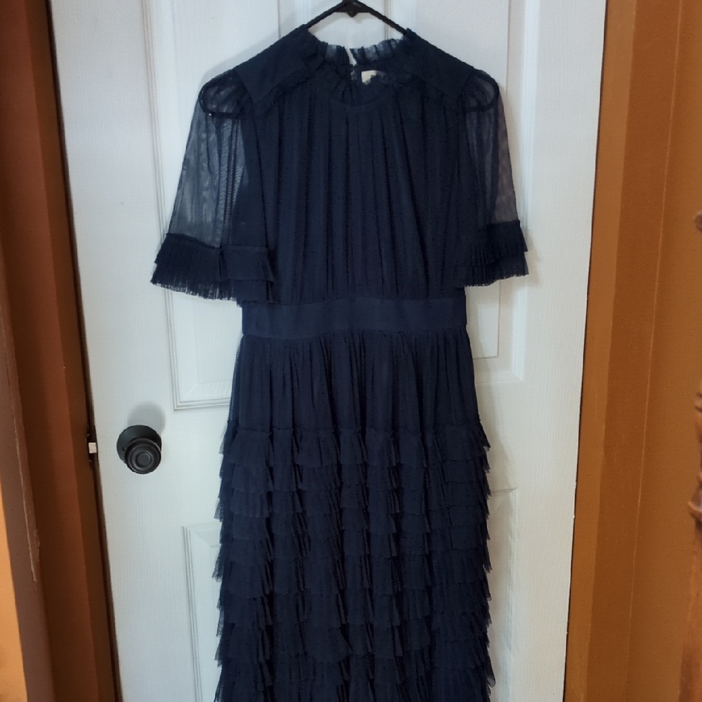 Elegant Navy Blue Tiered Dress